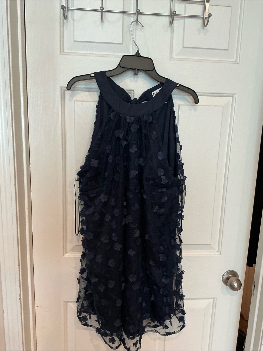 Umgee Navy Floral Appliqué Mini Dress